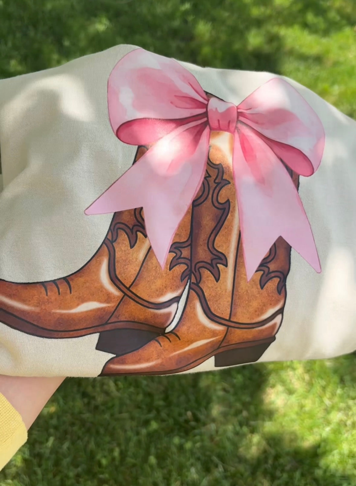 Tan Western Coquette Cowgirl Boots T-Shirt / Size Large